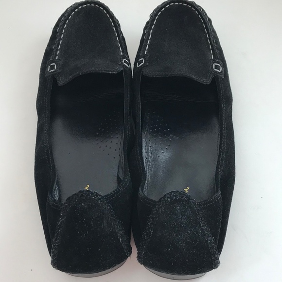 COLE HAAN Black Ballet Flat Suede Nike Air Slip On Loafer Women’s Size 9.5 WIDE - Picture 7 of 16